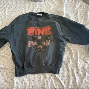 Anine Bing Charcoal Sweatshirt with Eagle and Red Text
